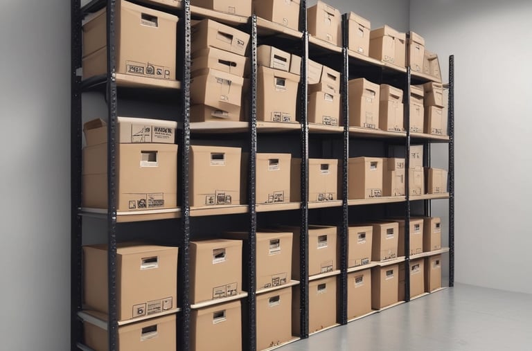Cleaning supplies and tools arranged neatly for hotel room housekeeping.
