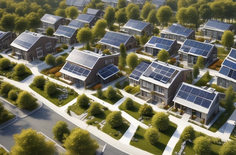 Eco-friendly residential development surrounded by nature.