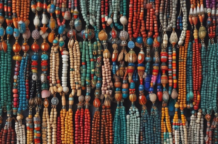 A collection of stylish accessories including a large handbag with a branded pattern, a pair of high-heeled shoes in a dark brown color, a floral scarf with vibrant colors, and a matching light pink clutch wallet. The background features a gradient of warm tones creating a fashionable and elegant display.