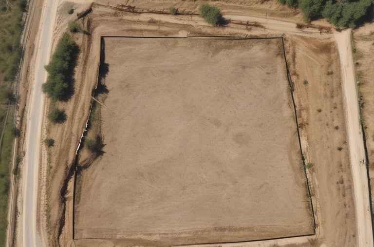 A scenic view of undeveloped agricultural land under a clear blue sky.