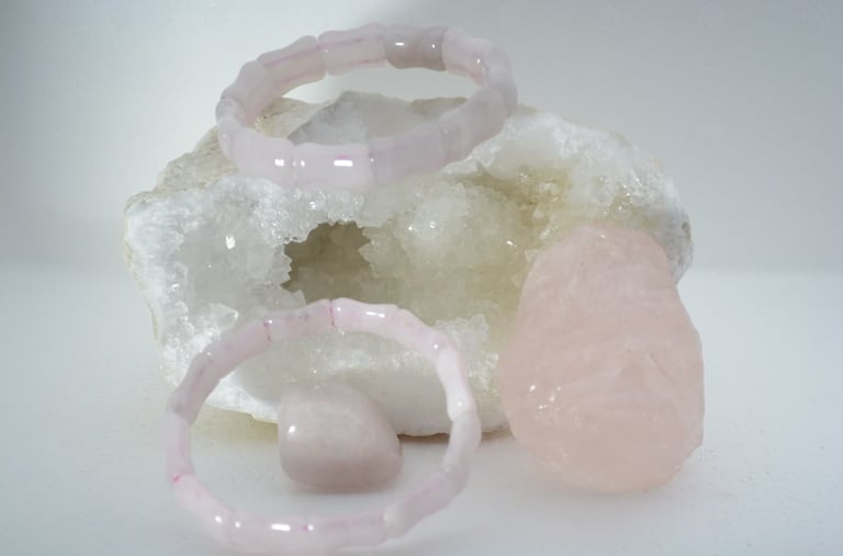 BRAZALETE CAÑA BAMBÚ DE CUARZO ROSA