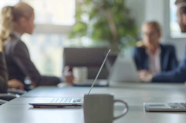 Geschäftspersonen diskutieren am Tisch über betriebliche Altersvorsorge und Ruhestandsplanung