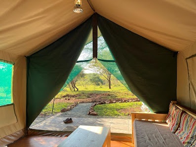View from self catering safari tent 2 at Albizia tented camp in Hluhluwe