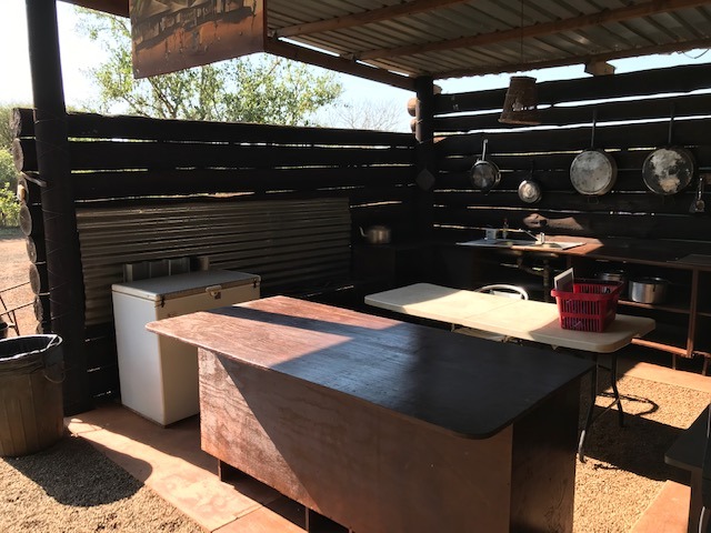 Communal kitchen area for glamping dome tents at Albizia camp in Hluhluwe