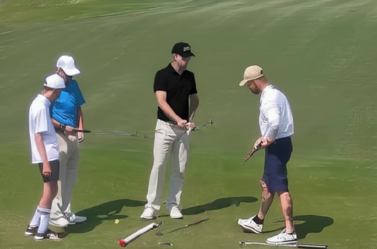 a group of people playing golf on a sunny day in Pattaya