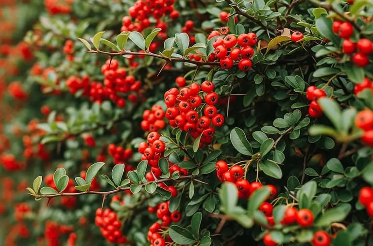 Pyracantha extraordinario seto defensivo con muchas aplicaciones por su belleza