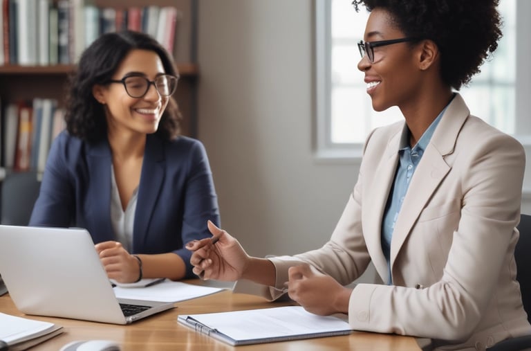 A modern, elegant hotel lobby with a minimalist design features a long reception counter on the left. Several people are working behind the counter. There are large potted plants, contemporary art sculptures, and soft lighting from stylish lamps scattered throughout the space. Comfortable seating areas with beige cushions are arranged on the right side.