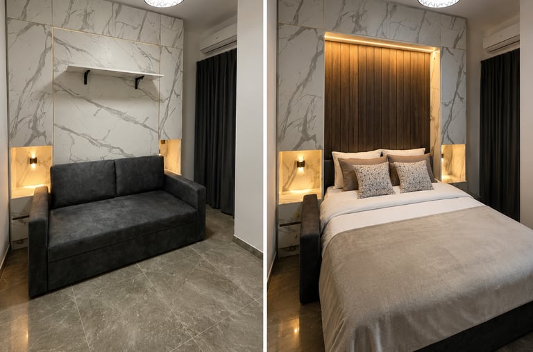 modern sofa bed • small apartment design