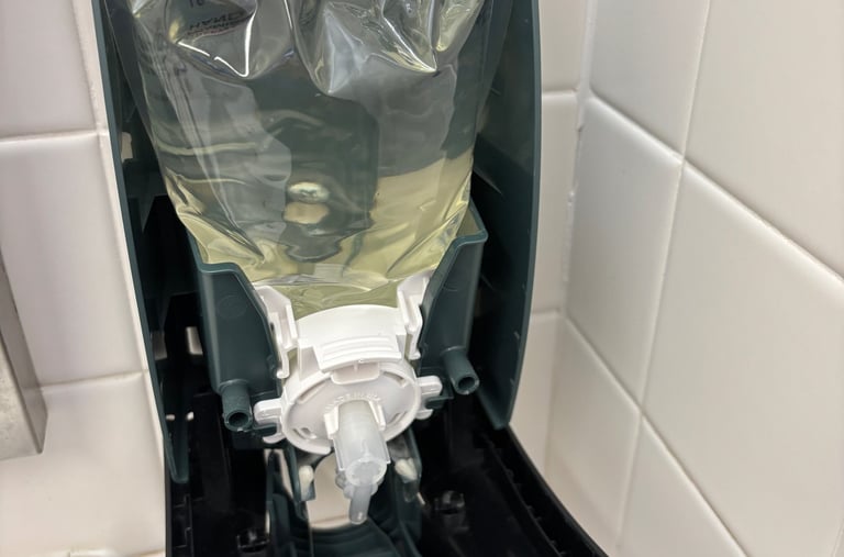 Refilled soap dispenser