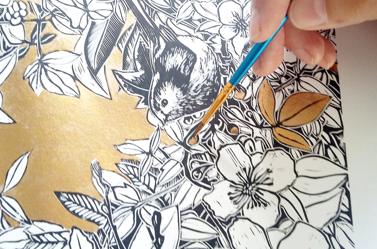 carolynne coulson hand colouring a print