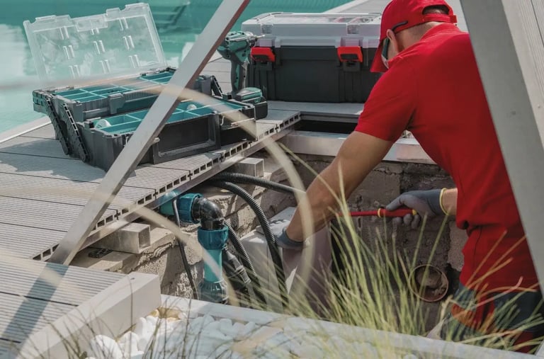 équipe technique intervenant dans la création d'un spa