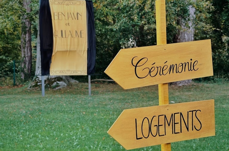 Panneau de bienvenue mariage et panneau directionnels 