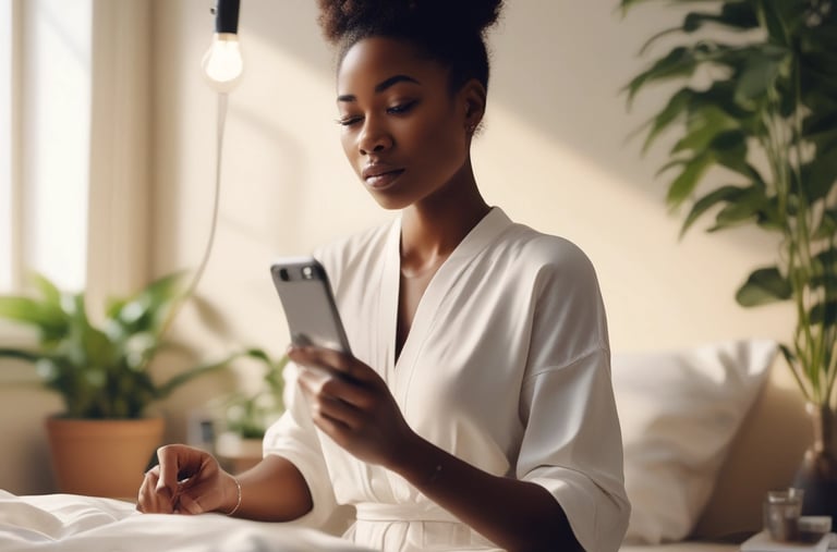 A collection of self-care essentials in a cozy setting.