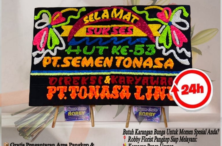 Karangan bunga Pangkep papan duka cita elegan dengan bunga segar