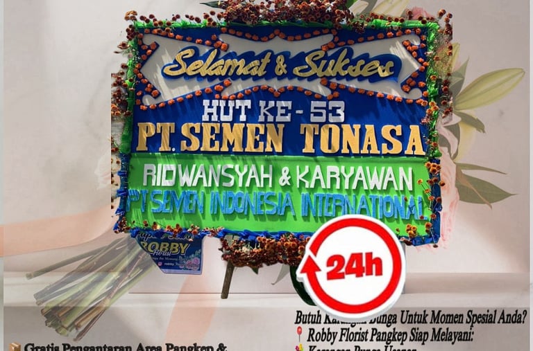 Karangan bunga Pangkep ucapan selamat sukses acara perusahaan