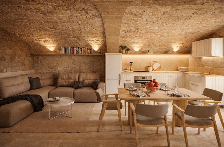 Rehabilitació integral de Masia Catalana al Baix Empordà dissenyat per l'estudi MATE Studio.
