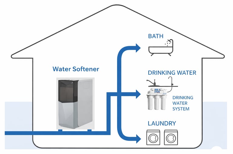 Combined water softening and filteration