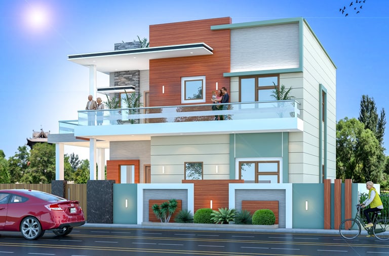 3D Front Elevation Architecture