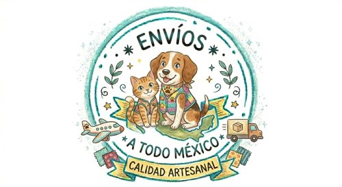 ilustracion de un perro y un gato que dice que haen envios a todo mexico