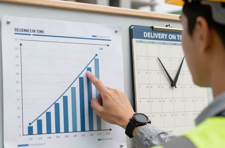 A completed modern building glowing warmly at sunset.