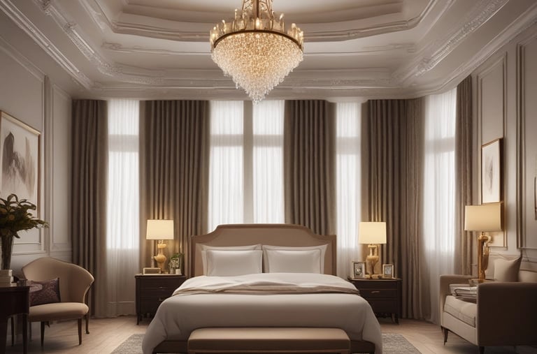 A cozy and spacious hotel room with a beautiful view.