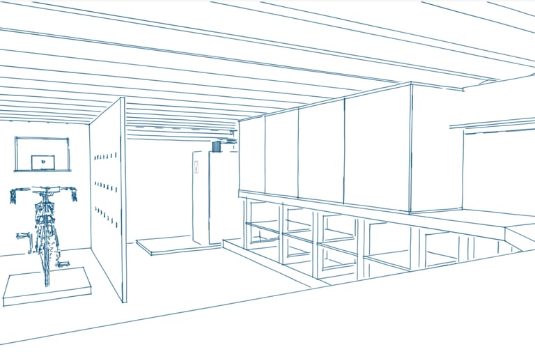 Aménagement sur mesure d’un atelier ou d’un garage dans l’ouest parisien, mobilier en bois