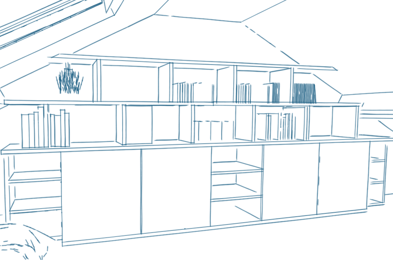 Meubles sur mesure intégrés sous combles à Bois-Colombes ou Asnières, agencement intelligent