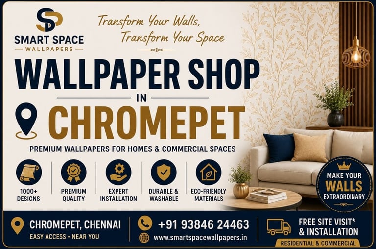 Smart Space Wallpaper Shop in Chromepet offers premium home and commercial wall coverings with professional installation.