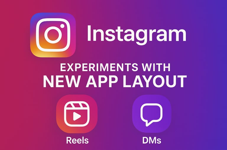 Instagram testing new app layout featuring Reels and DMs focus with gradient design background