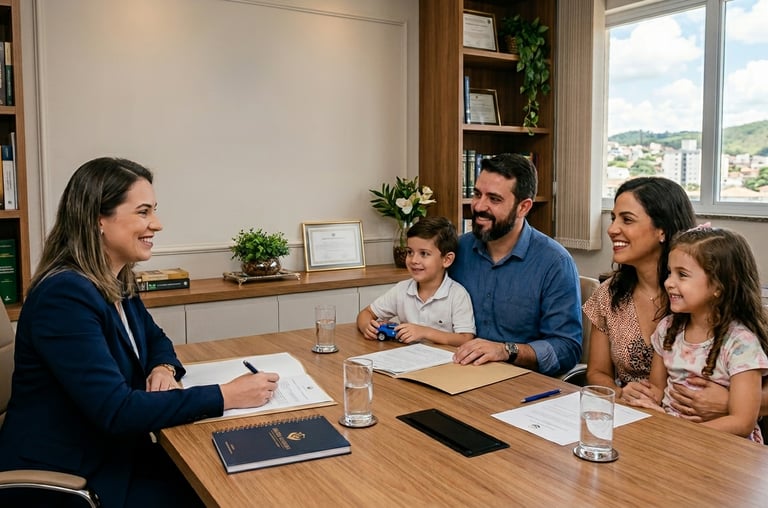Advogada atendendo uma familia
