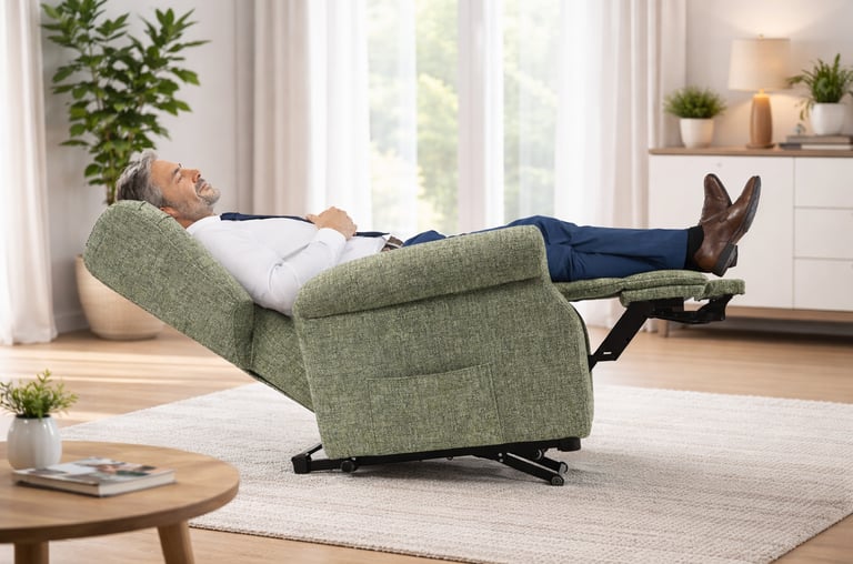Poltrona relax reclinabile con sistema di apertura elettrico e supporto ergonomico