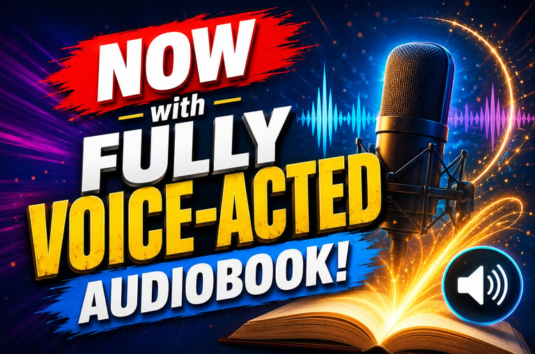 Splash advertising graphic for the fully voice-acted audiobook version of Galendor