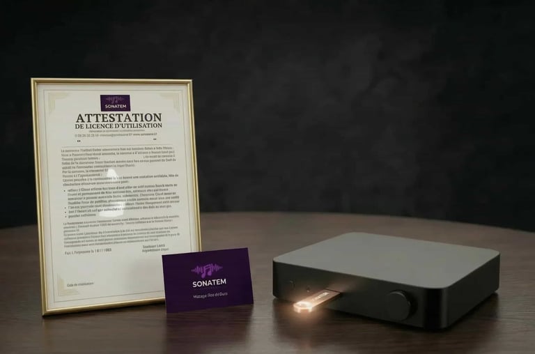 attestation Sonatem clés usb musicale libre de droits