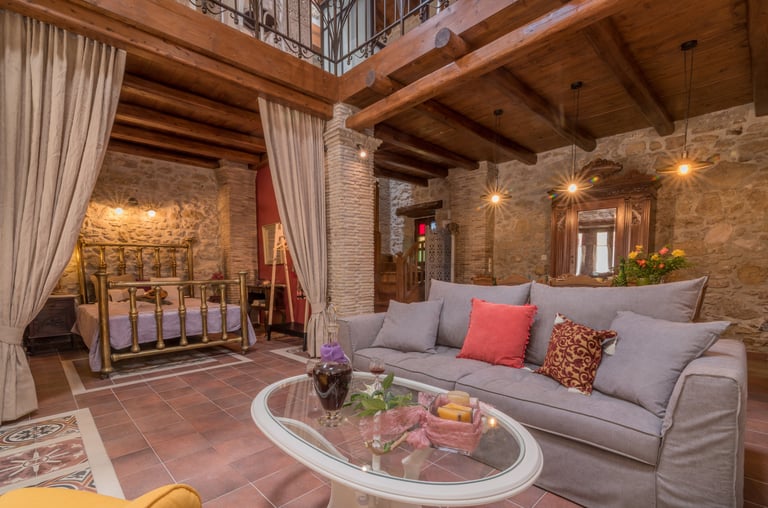 Gathering area of all staying in two floor house with loft, Villa Galanoussa Zakynthos