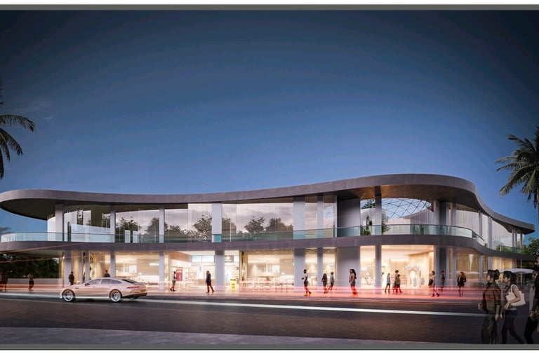 Rendu 3D Mall Commercial — Façade frontale