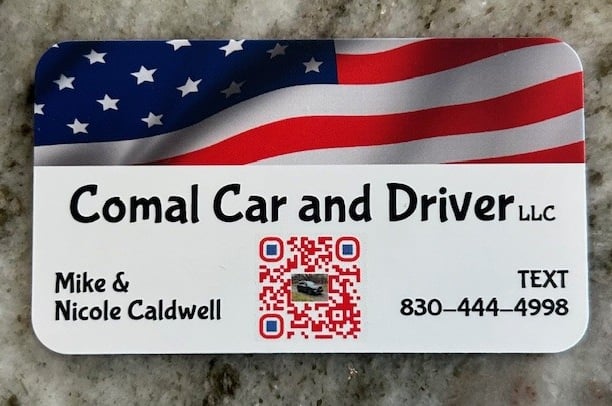 Comal Car and Driver business card