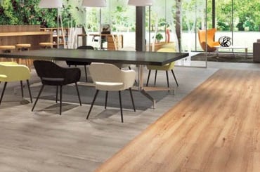 Sol PVC commercial hétérogène Kobraflor en aspect bois, uni, moucheté ou marbré