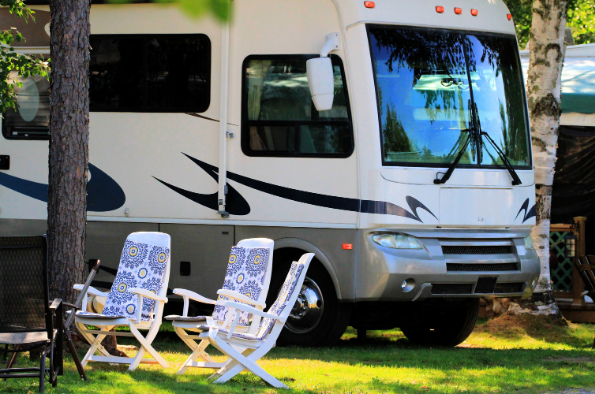Motorhome with outdoor chairs