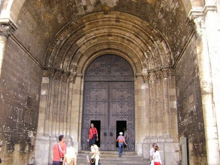 Lisbon - Grand entry doors to the Lisbon Cathedral, repaired after the 1755 earthquake