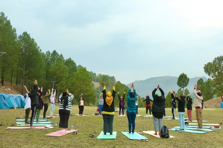 A yoga session at a corporate wellness program