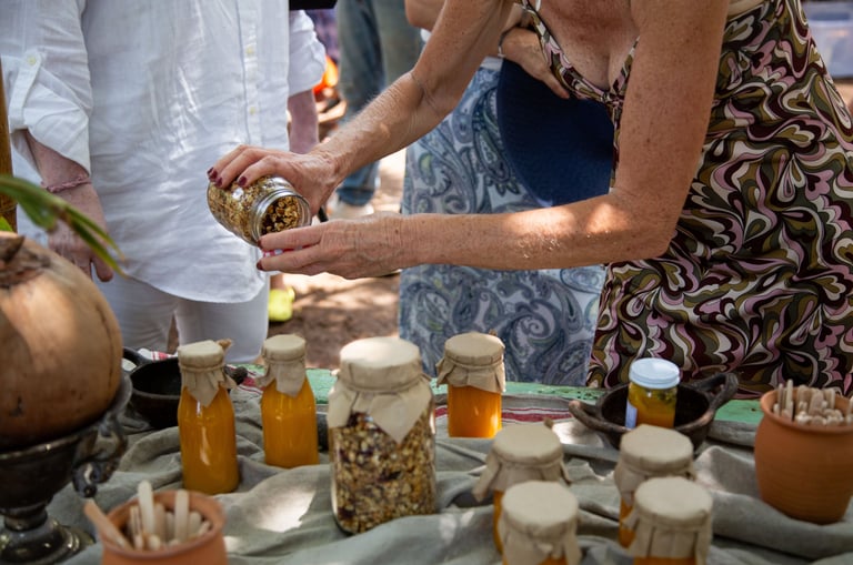 tasting organic produce at plaza mango verde event 