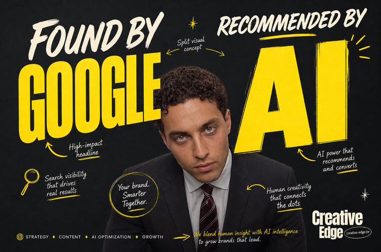Professional man featured in a Creative Edge marketing graphic for Google search and AI optimization.