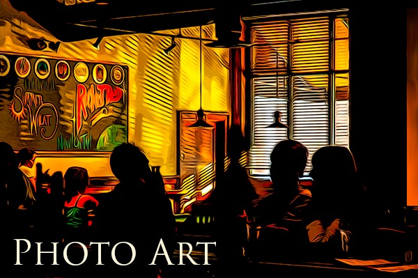 image of bright cafe with people in shadow