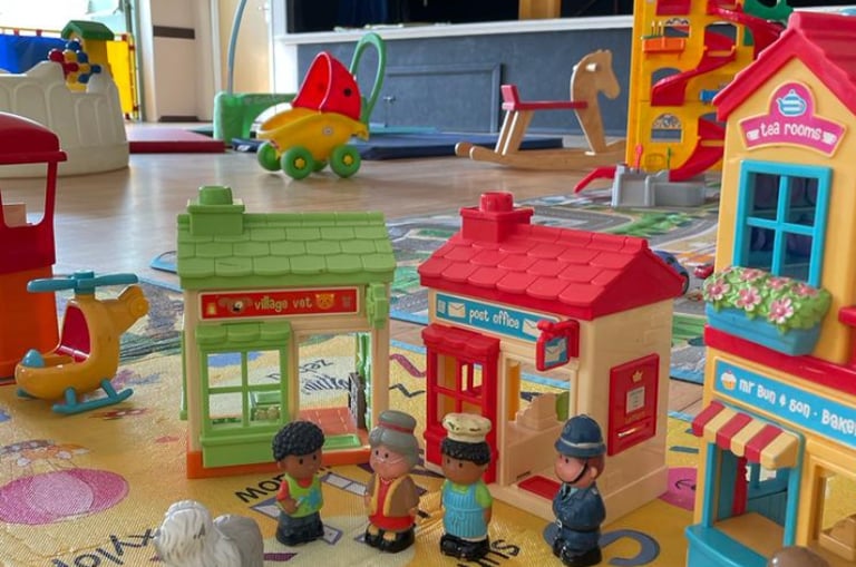 Role play toys and play mats inside Newport Playgroup at Newport Village Hall near Saffron Walden baby and toddler group