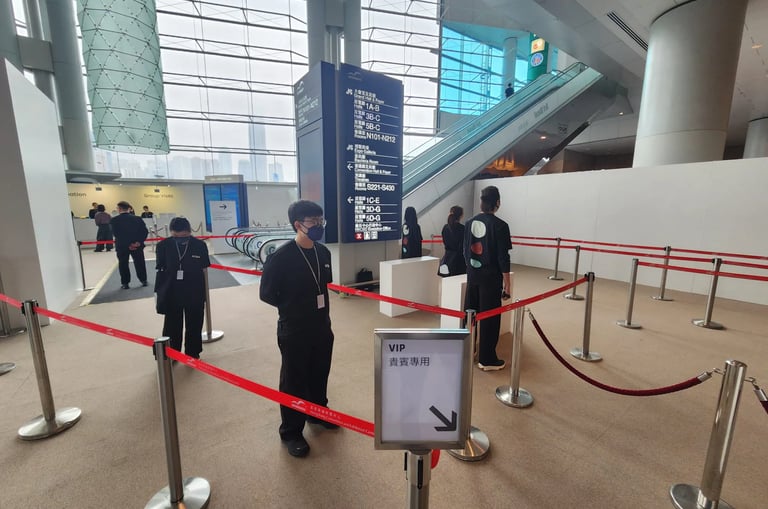 VIP preview entry at Art Basel Hong Kong 2026 with ticket-type validation
