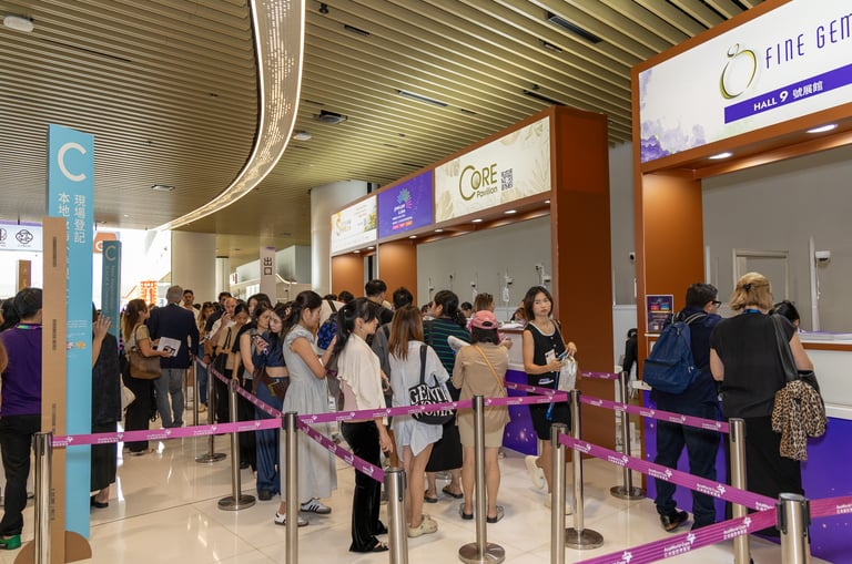 Info Salons registration and data desk at the Hong Kong September Jewellery Show 2025
