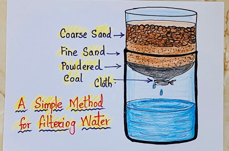 off-the-grid water filtering method illustration