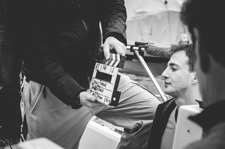 Actor Michael Germant waits for his scene on the set of Legally Speaking