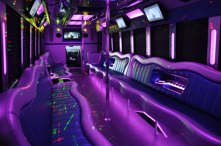 luxury interior of 22-25 passengers party bus in NJ, NY, MA, CT and nearby areas