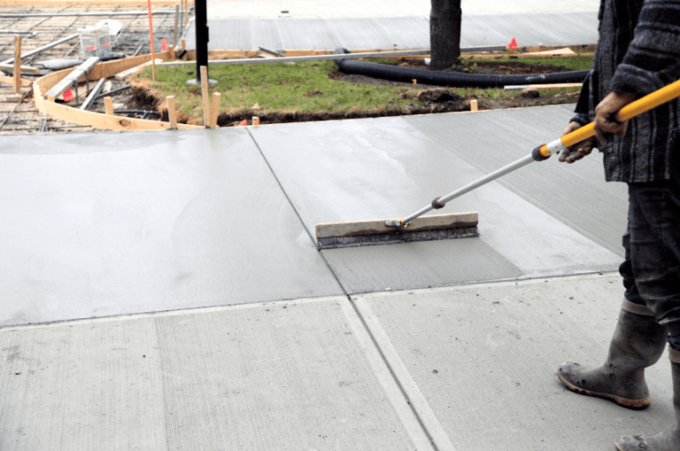 brushed concrete driveway installation